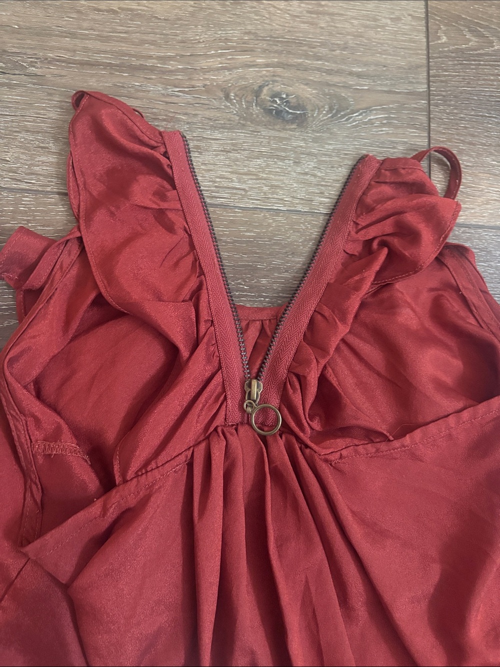 Charlotte Russe Ruffle Zip Rust Tank - Picture 5 of 6